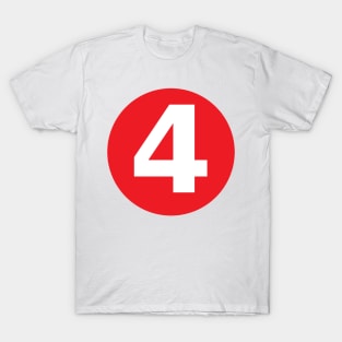 Number 4 Big Red Dot Letters & Numbers T-Shirt